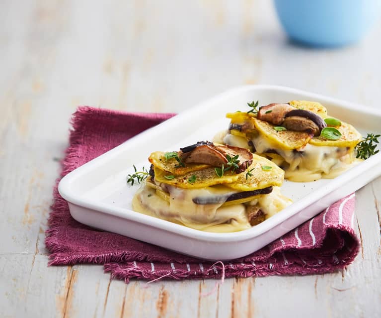 Millefoglie di patate e funghi porcini