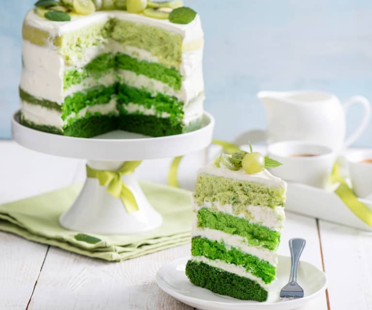 Zielony tort biszkoptowy (green ombre naked cake)