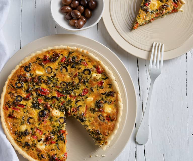 Quiche aux épinards et poivron rouge