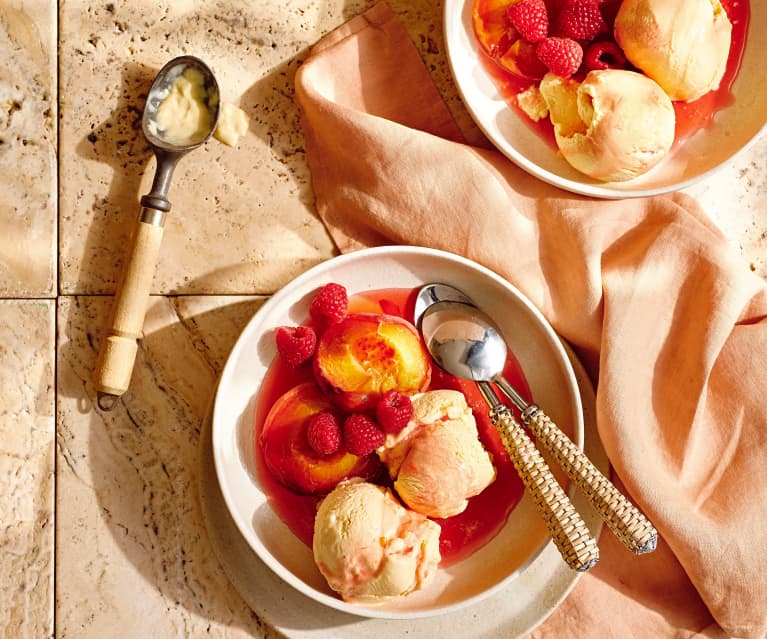 Roasted peach ice-cream