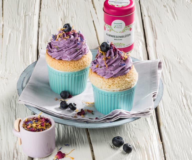 Zitronen-Heidelbeer-Cupcake "Flower Power"