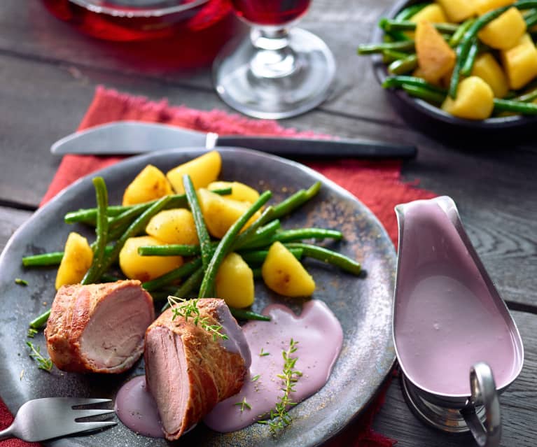 Schweinefilet mit Rotwein-Frischkäsesauce