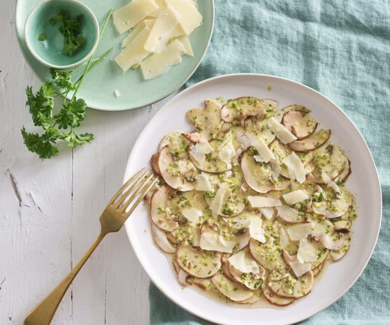 Carpaccio di funghi e Parmigiano Reggiano (TM6)