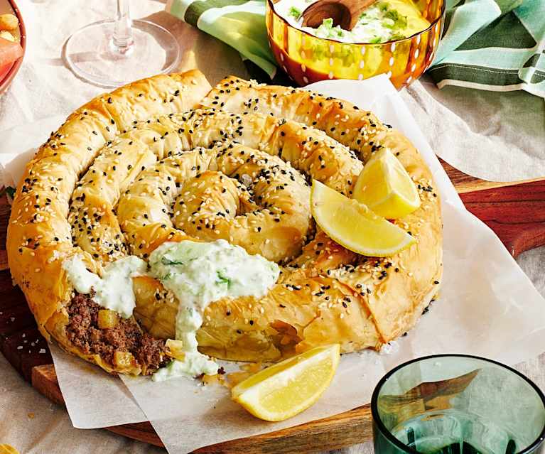 Turkish borek with cacik