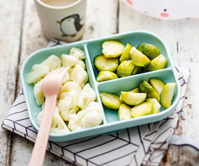 Steamed Sprouts and Cauliflower