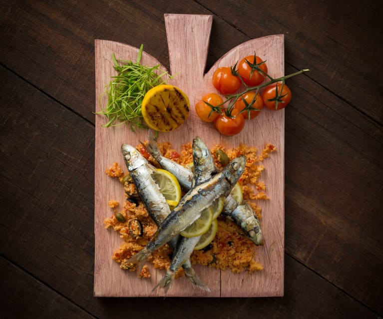 Sardines with tomato couscous