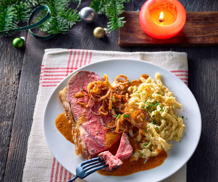 Zwiebel-Rostbraten mit Spätzle