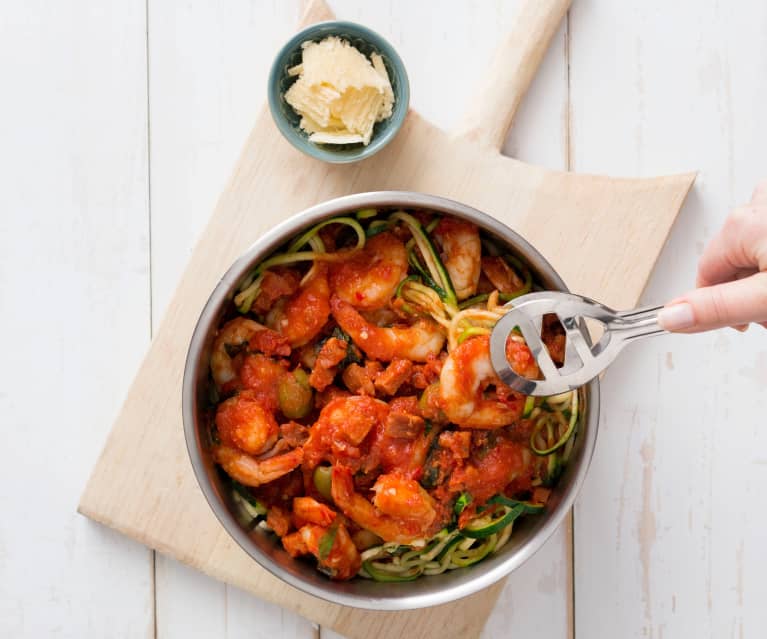 Prawn arrabiata with zucchini noodles