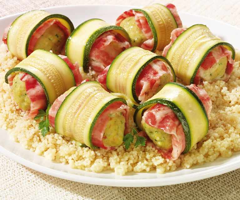 Involtini di zucchine e nasello con cous cous Involtini di zucchine e nasello con cous cous