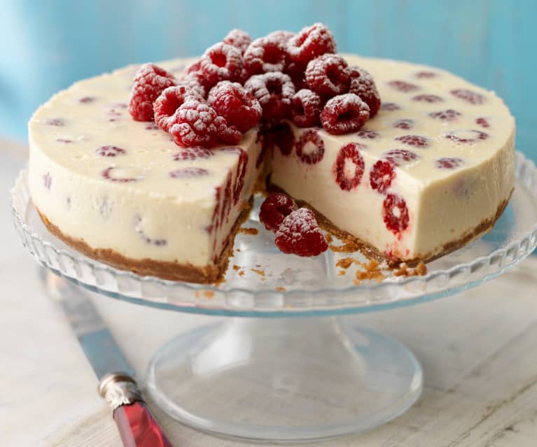 No bake cheesecake with an elegant cookie crust and raspberry filling. 