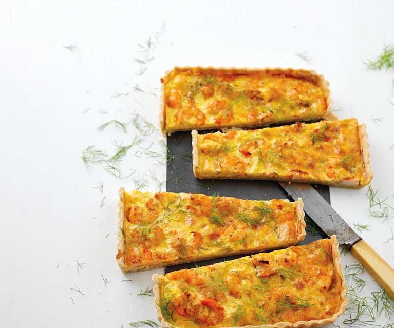 Quiche de alho-francês e camarão Quiche de alho-francês e camarão