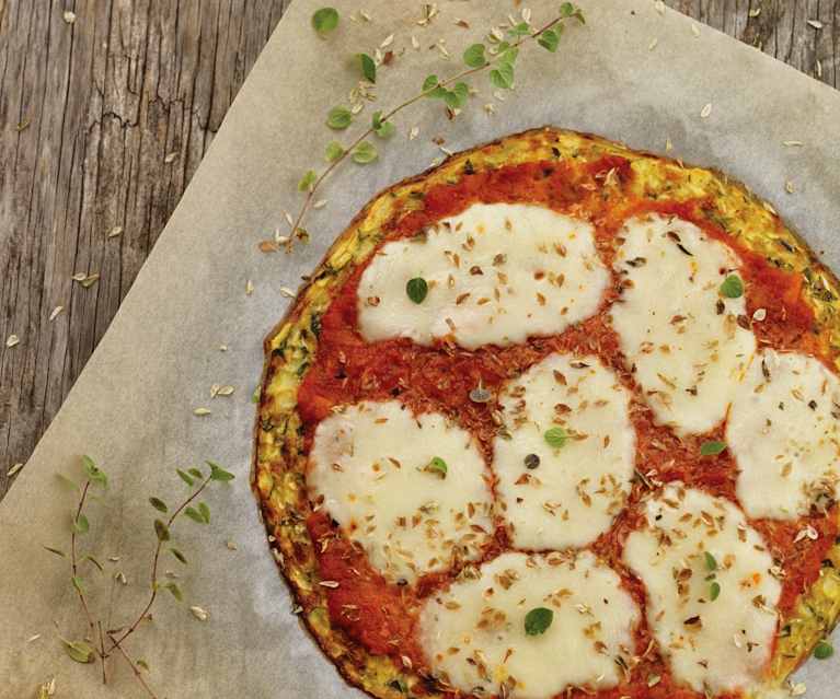 Piza com base de curgete Piza com base de curgete