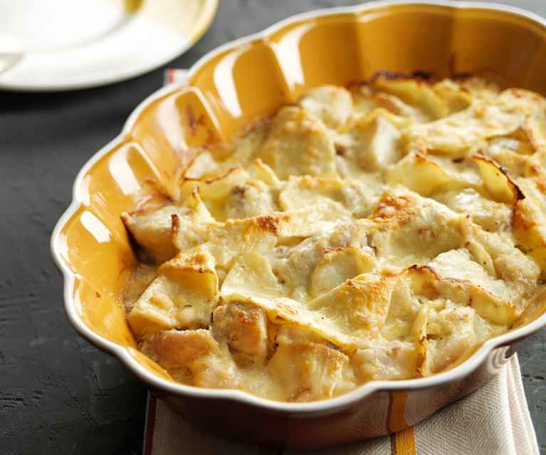 Gratinado de aipo com cherne Gratinado de aipo com cherne