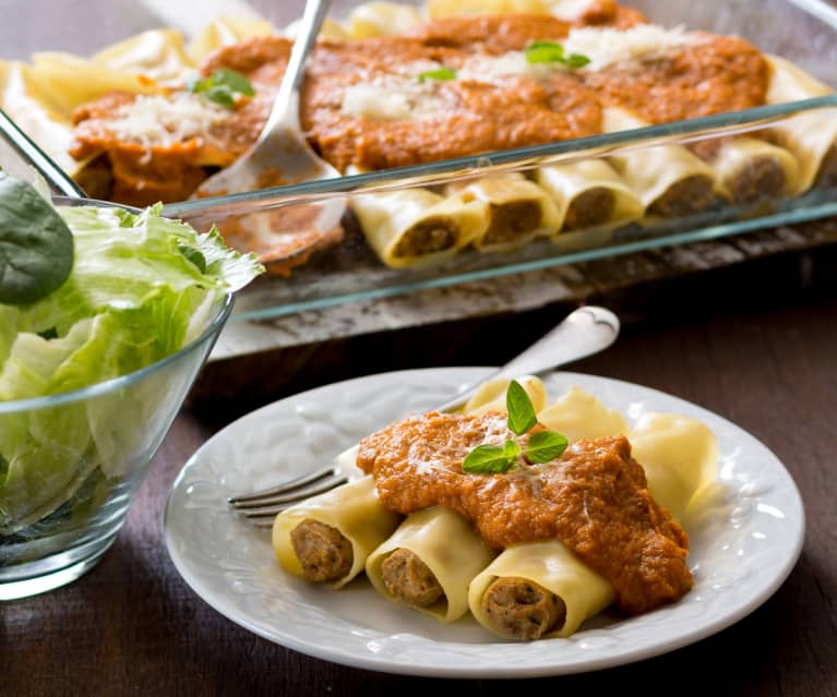 Pork Cannelloni with Vegetable Sauce 