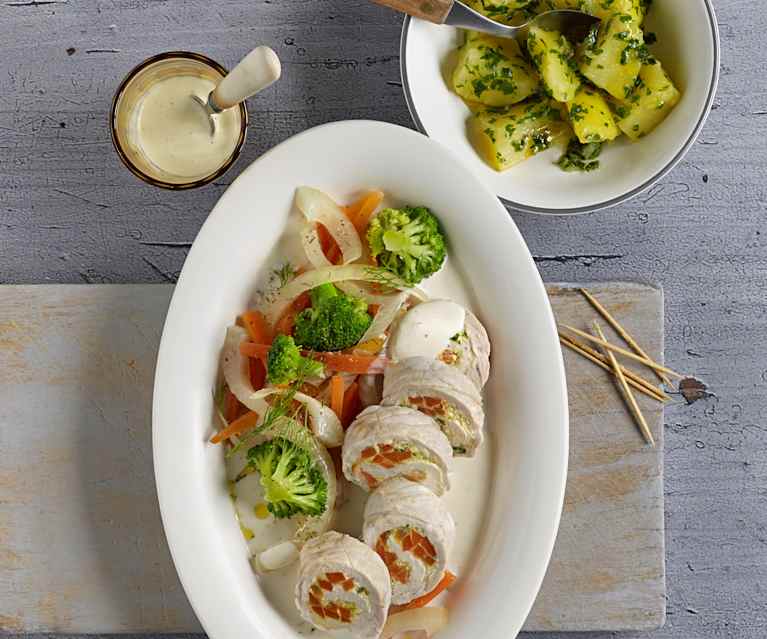 Putenrouladen mit Petersilerdäpfeln Putenrouladen mit Petersilerdäpfeln