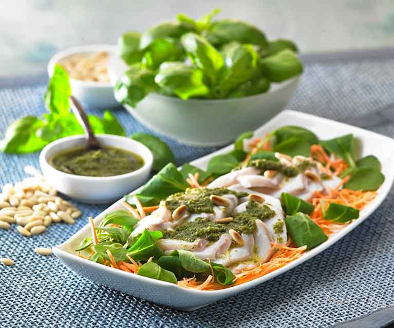 Merluzzo tataki al pesto Merluzzo tataki al pesto