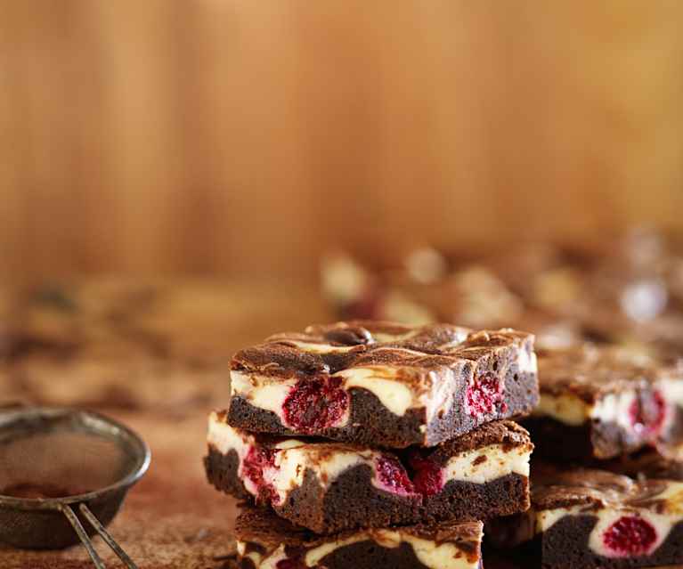 Brownies de cheesecake e framboesa Brownies de cheesecake e framboesa
