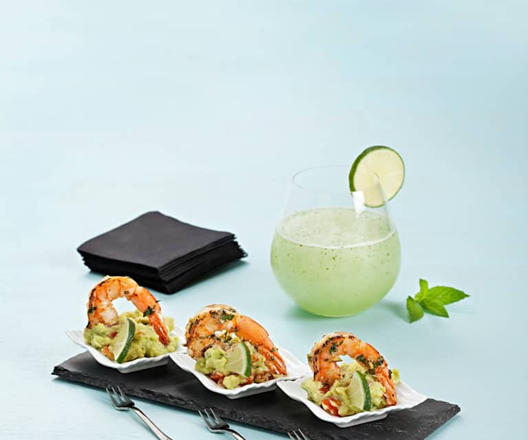 Langostinos con lima y puré de aguacate Langostinos con lima y puré de aguacate