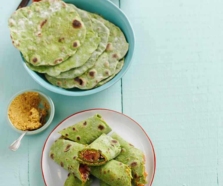 Wraps de espinafres e pasta de tremoço Wraps de espinafres e pasta de tremoço