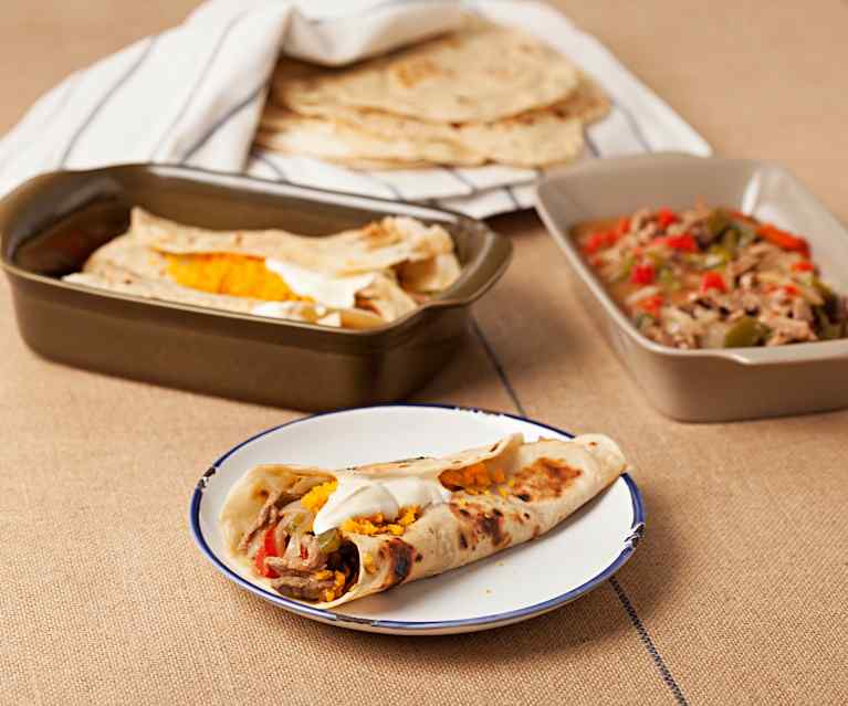 Tortillas de blé et veau épicé Tortillas de blé et veau épicé