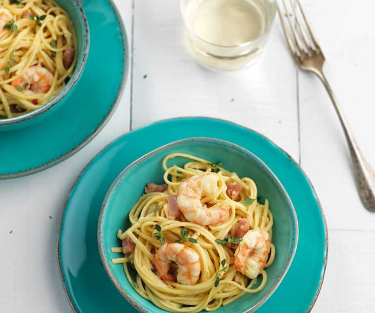 Linguini with Bacon and Prawns Cookidoo® the official Thermomix