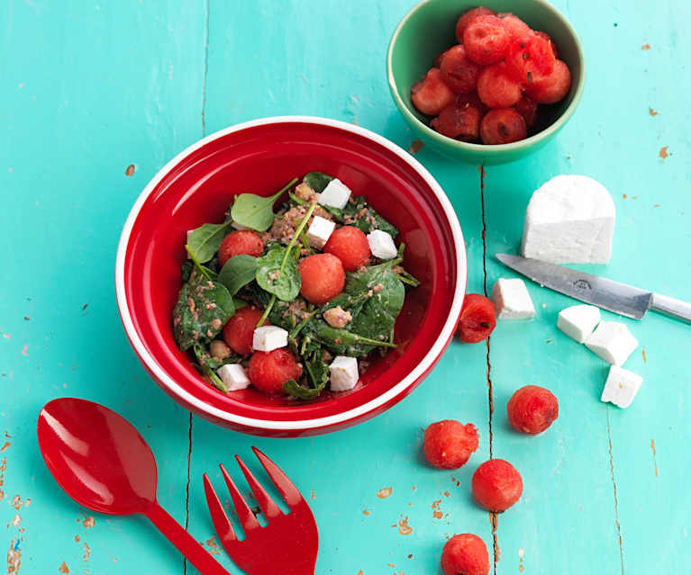 Salad with Bacon, Watermelon and Yoghurt Dressing Salad with Bacon, Watermelon and Yoghurt Dressing
