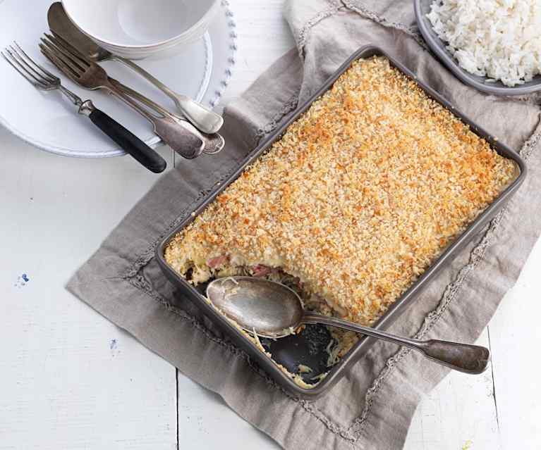 Ovenschotel met kip en spek Ovenschotel met kip en spek