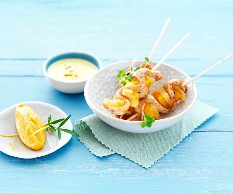 Brochettes de poulet aux parfums d'Asie Brochettes de poulet aux parfums d'Asie
