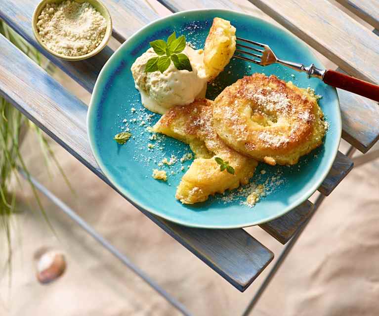 Ananas-Beignets mit Zimt-Limetten-Zucker Ananas-Beignets mit Zimt-Limetten-Zucker