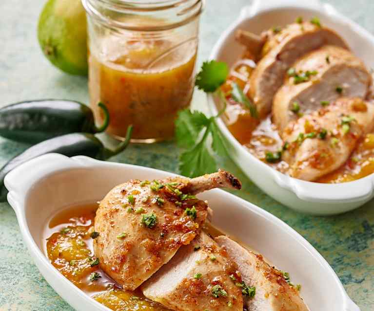 Honey lime chicken supremes with Mango chutney