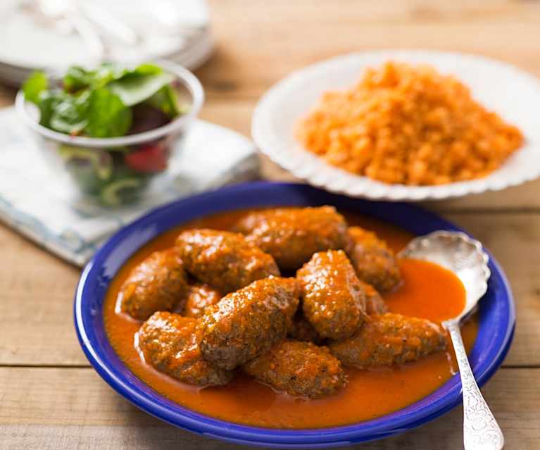 Beef Meatballs (Soutzoukakia) with Tomato Rice Cookidoo® the