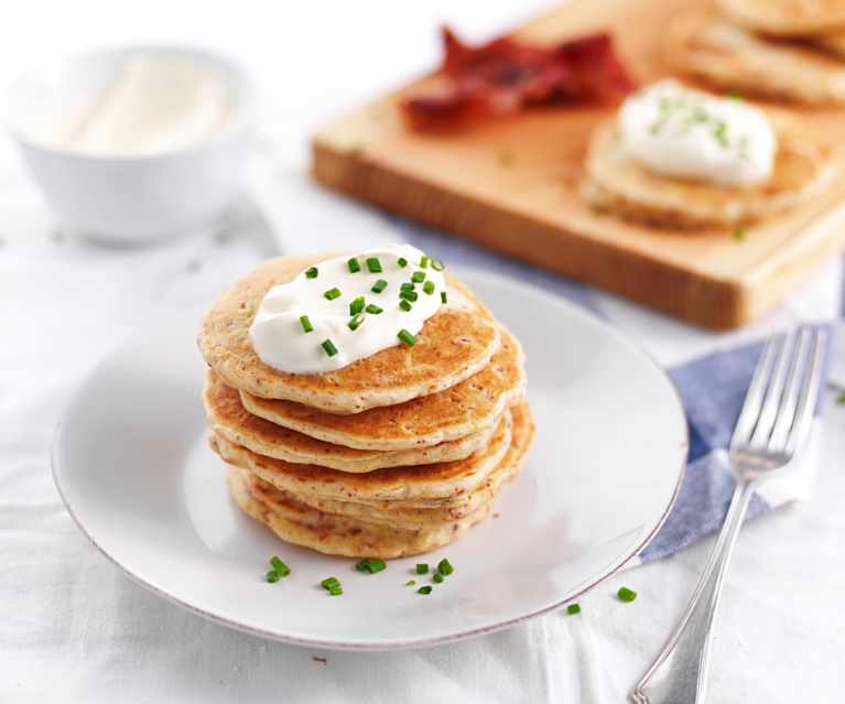 Panquecas com bacon e alho-francês Panquecas com bacon e alho-francês