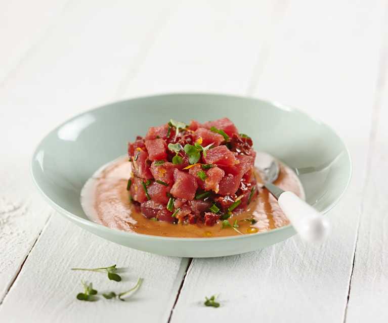 Tartare de thon et gaspacho Tartare de thon et gaspacho