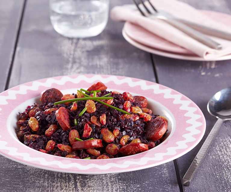 Chou rouge aux raisins secs et chorizo Chou rouge aux raisins secs et chorizo