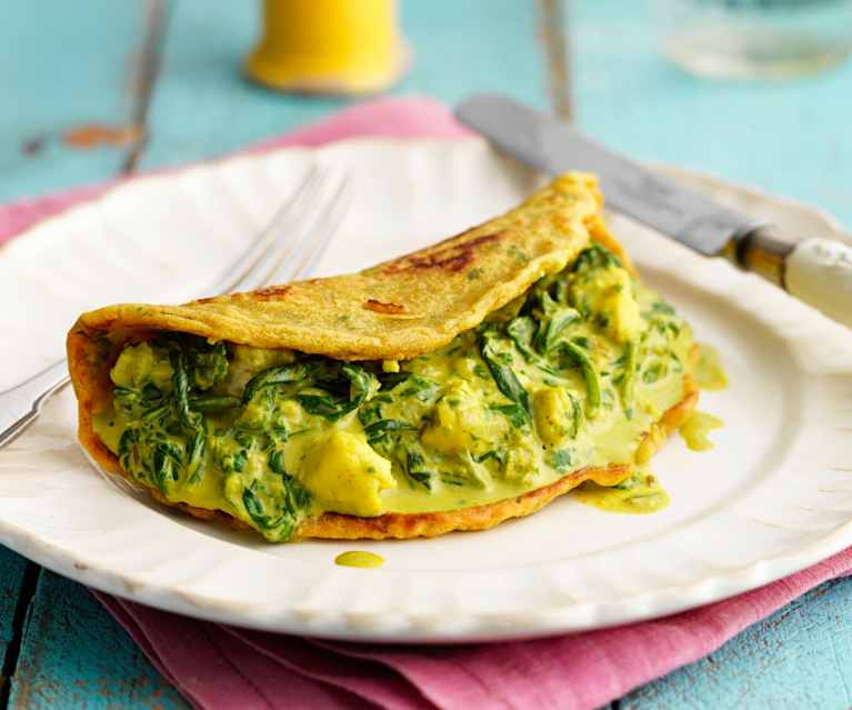 Pudla with Spinach and Paneer Pudla with Spinach and Paneer