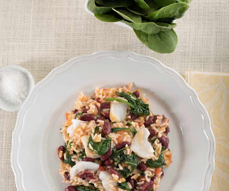 Rice with Cod, Kidney Beans and Spinach Rice with Cod, Kidney Beans and Spinach