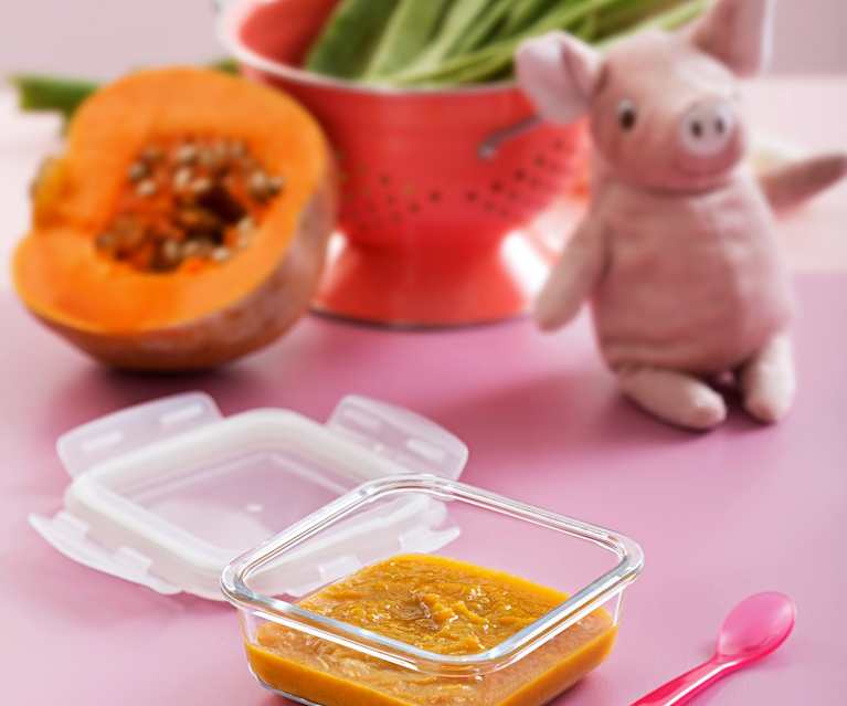 Purée z zielonej fasolki, dyni i pora Purée z zielonej fasolki, dyni i pora