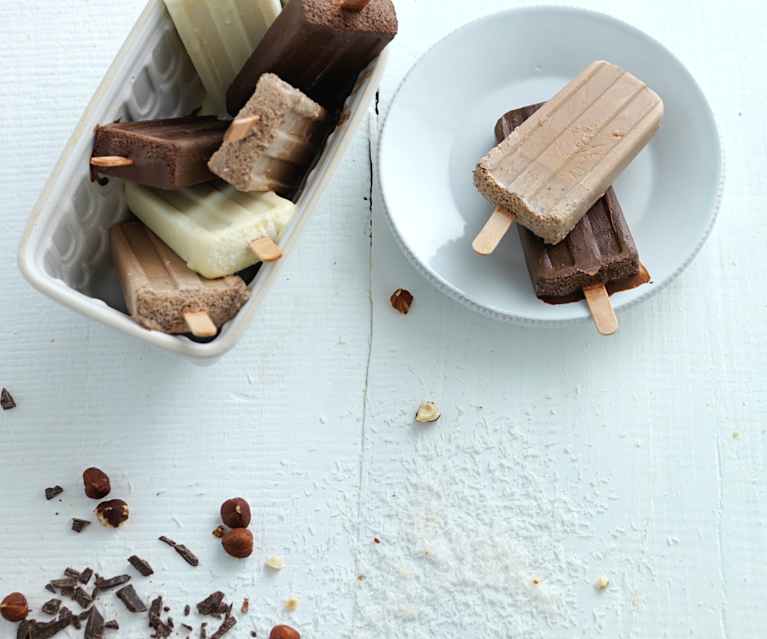 Gelados de três chocolates