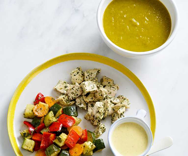 Sopa e frango com legumes Sopa e frango com legumes