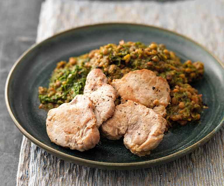 Spinatlinsen mit Schweinefilet Spinatlinsen mit Schweinefilet