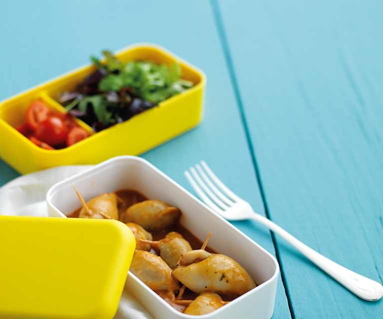 Lulas recheadas com camarão, batata e cenoura Lulas recheadas com camarão, batata e cenoura