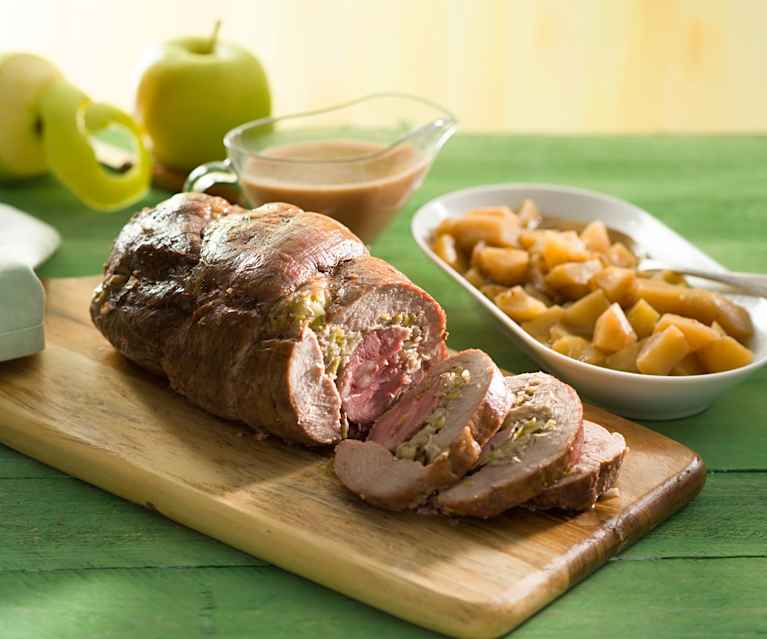 Cabezada de cerdo con manzanas especiadas Cabezada de cerdo con manzanas especiadas