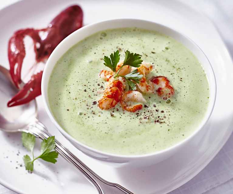 Petersilien-Schaumsuppe mit Flusskrebsen Petersilien-Schaumsuppe mit Flusskrebsen