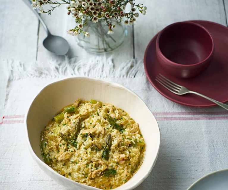 Risoto de peru e espargos Risoto de peru e espargos