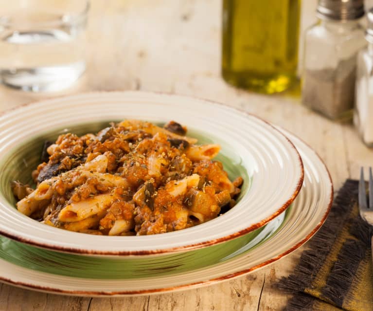 Pennette Al Ragu Di Salsiccia E Melanzane Senza Glutine Cookidoo Das Offizielle Thermomix Rezept Portal