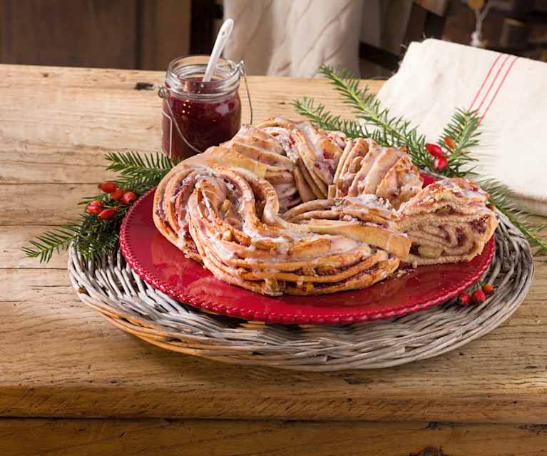 Kringle navideño de frambuesa Kringle navideño de frambuesa