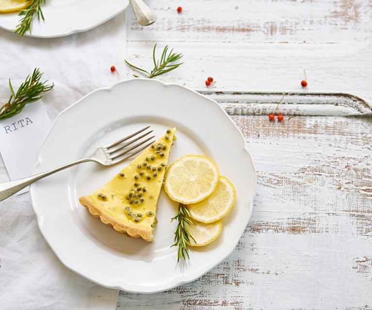 Tarte de limão e maracujá