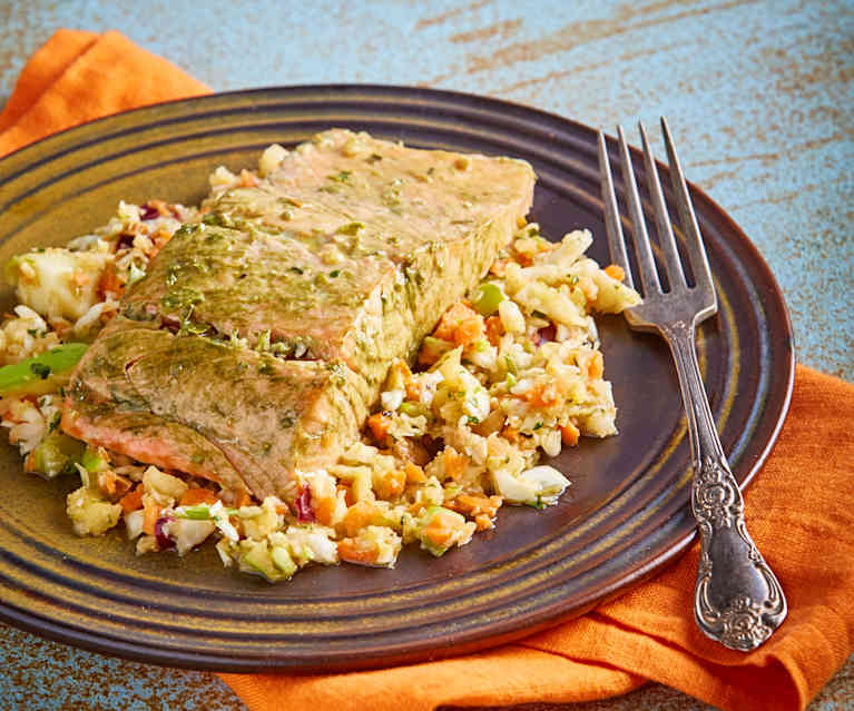 Green Tea Salmon with Asian Slaw Green Tea Salmon with Asian Slaw