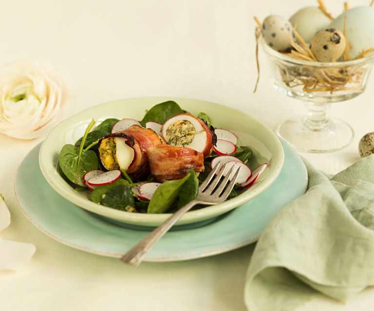 Scharfe Frühlingseier im Speck versteckt Scharfe Frühlingseier im Speck versteckt