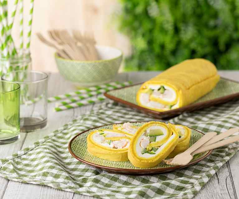 Girelle alla curcuma con zucchine e gamberetti Girelle alla curcuma con zucchine e gamberetti